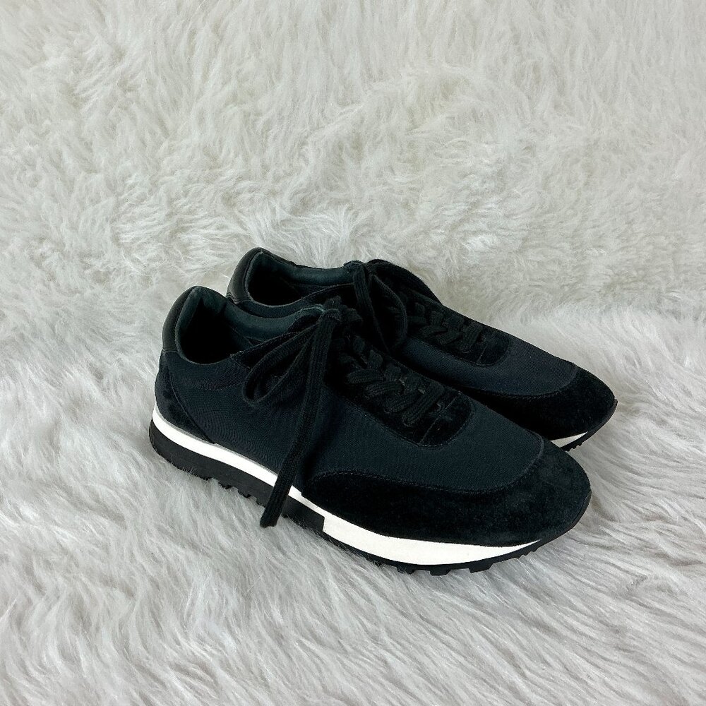 The Row Owen Black Suede Leather Nylon Low Top Runner Sneakers EU 41 US 11